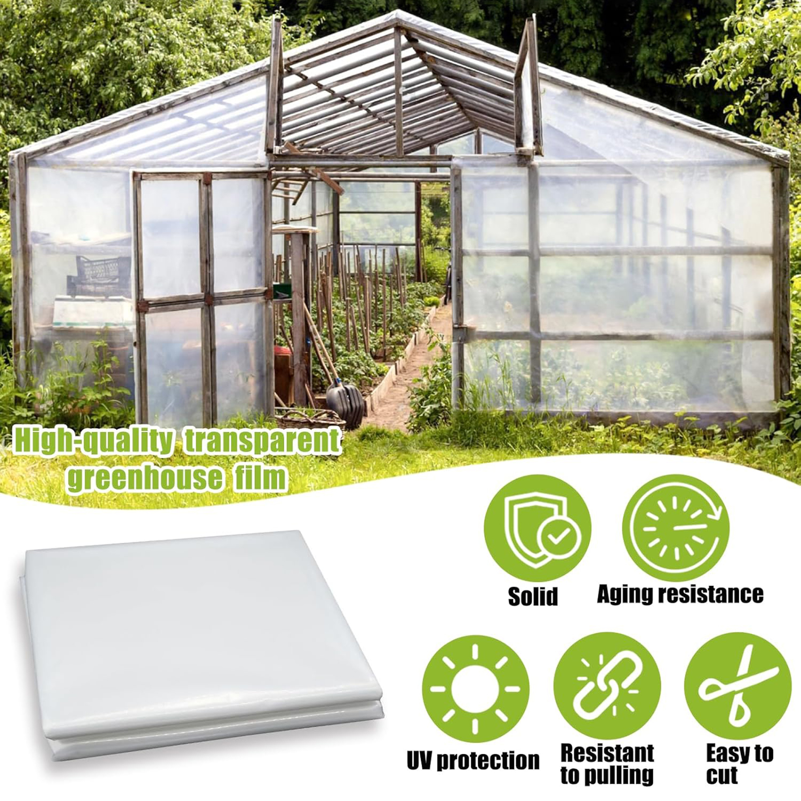 Greenhouse Plastic Film - Transparent Greenhouse Plastic Film 2x10m Polyethylene