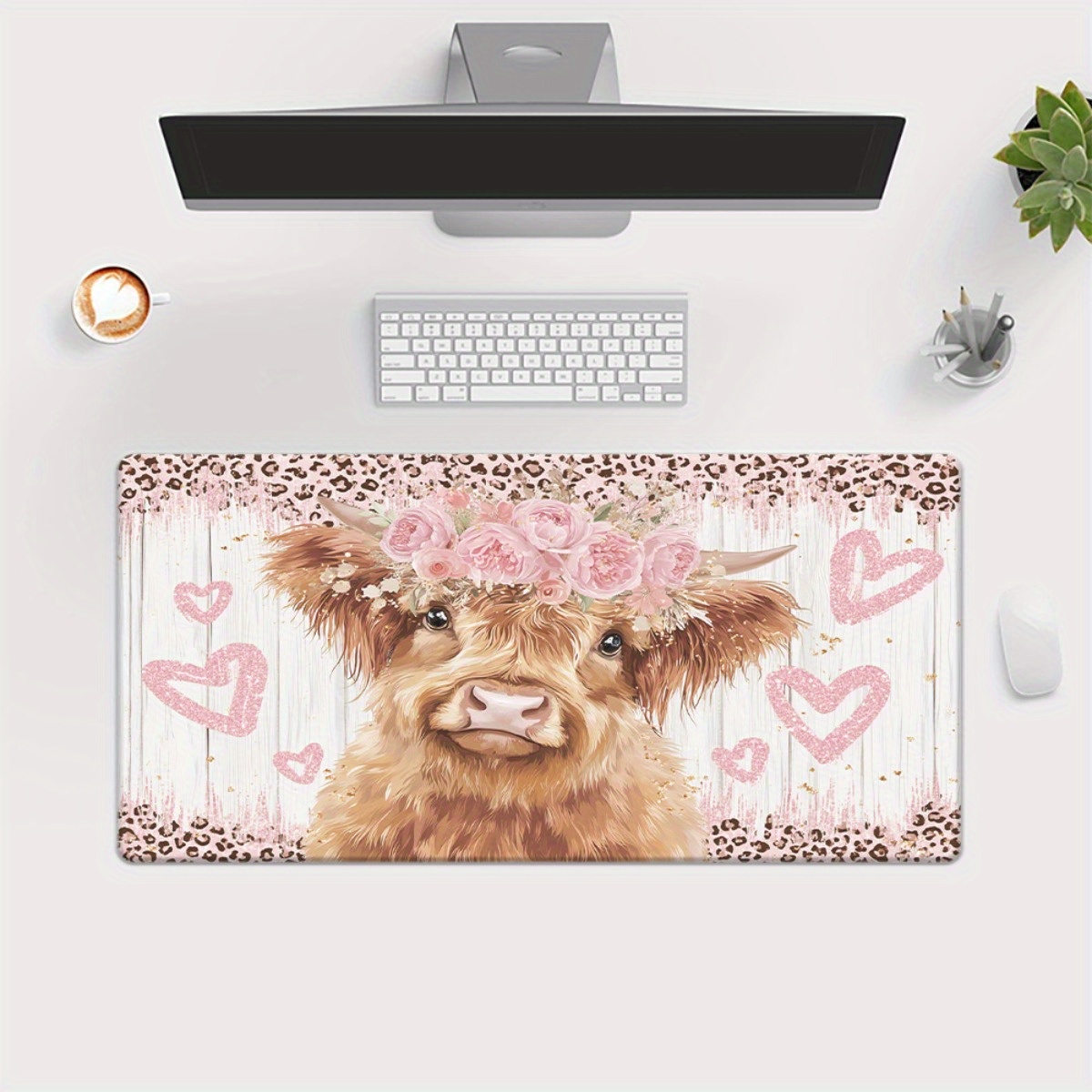 Highland Cow Desk Mat Pink Flo – Cow Mat Rubber recenzja i cena