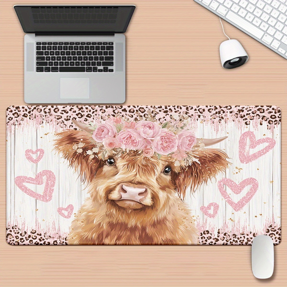 Highland Cow Desk Mat Pink Flo – Cow Mat Rubber recenzja i cena