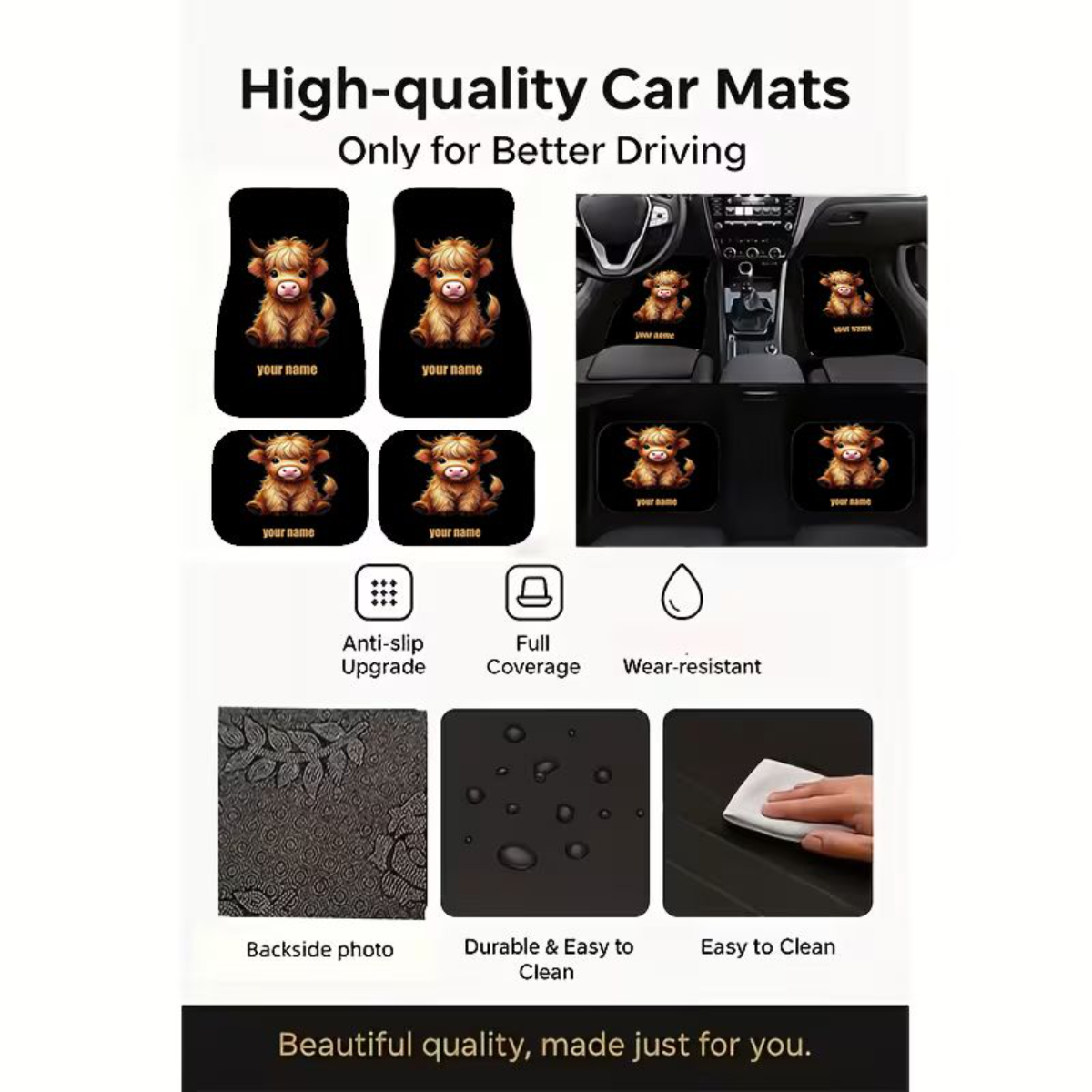 Universal 4 Pcs Car Floor Mats – Cow Mat Rubber recenzja i cena
